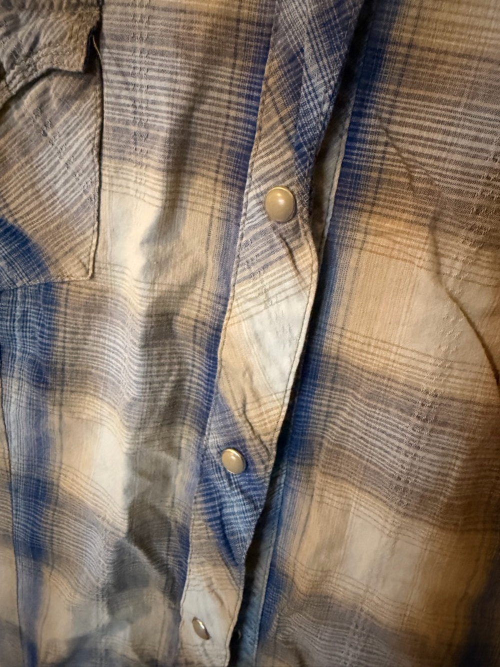 Roper Women’s Western Plaid Snap Shirt - Blue & Cream - Picture 3 of 5
